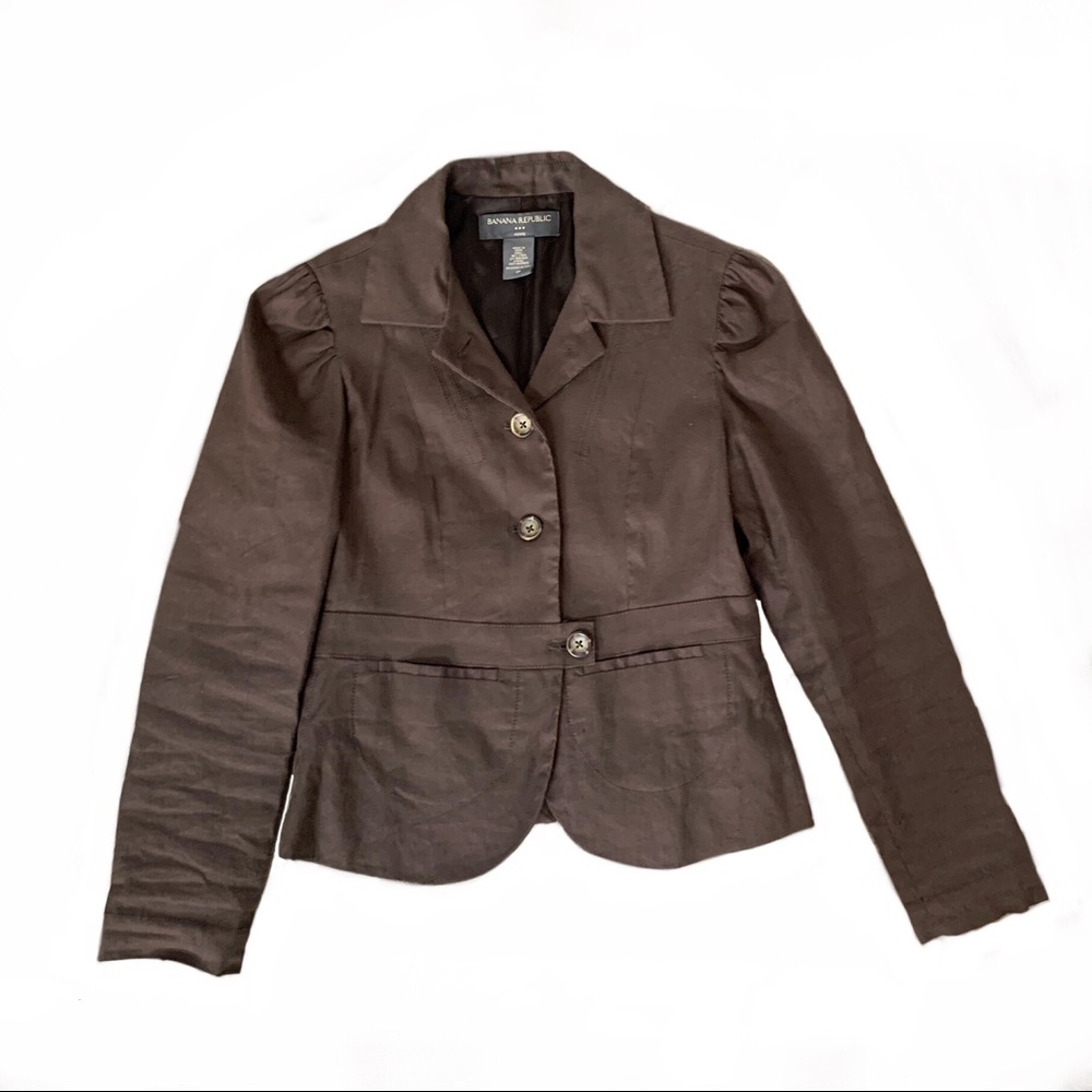 ☀️ Banana Republic Brown Shirred-Shoulder Blazer